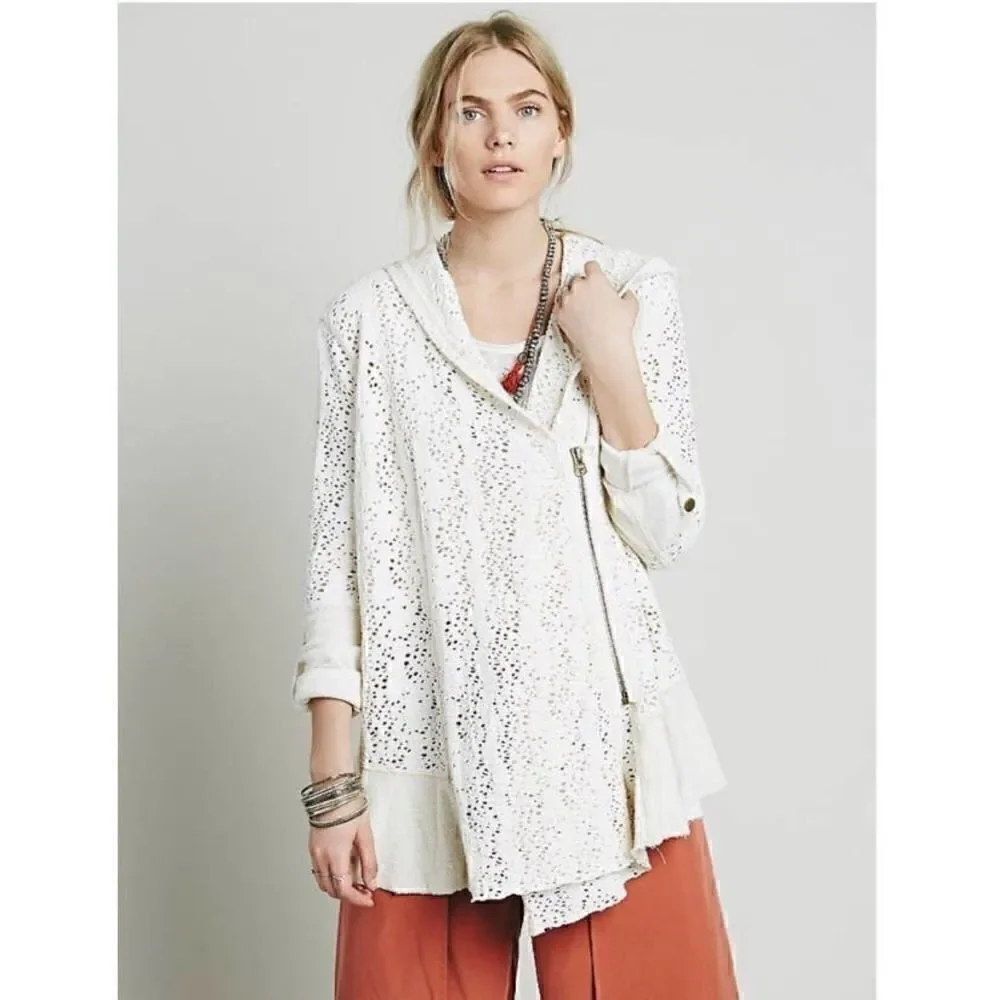 Free People Doiley Open-knit Cardigan In Ivory Combo XS